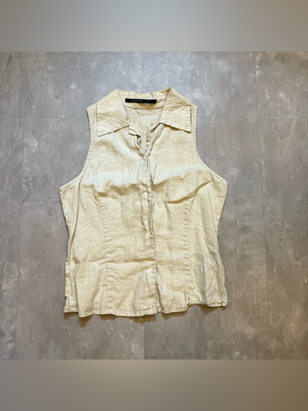 VALENTINO Jeans Linen Vintage 90s Sleeveless Vest Size 46